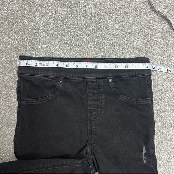 Spanx Jeans Womens Small Black Ankle Skinny High Rise Raw Hem Distressed Pull On - Picture 5 of 9